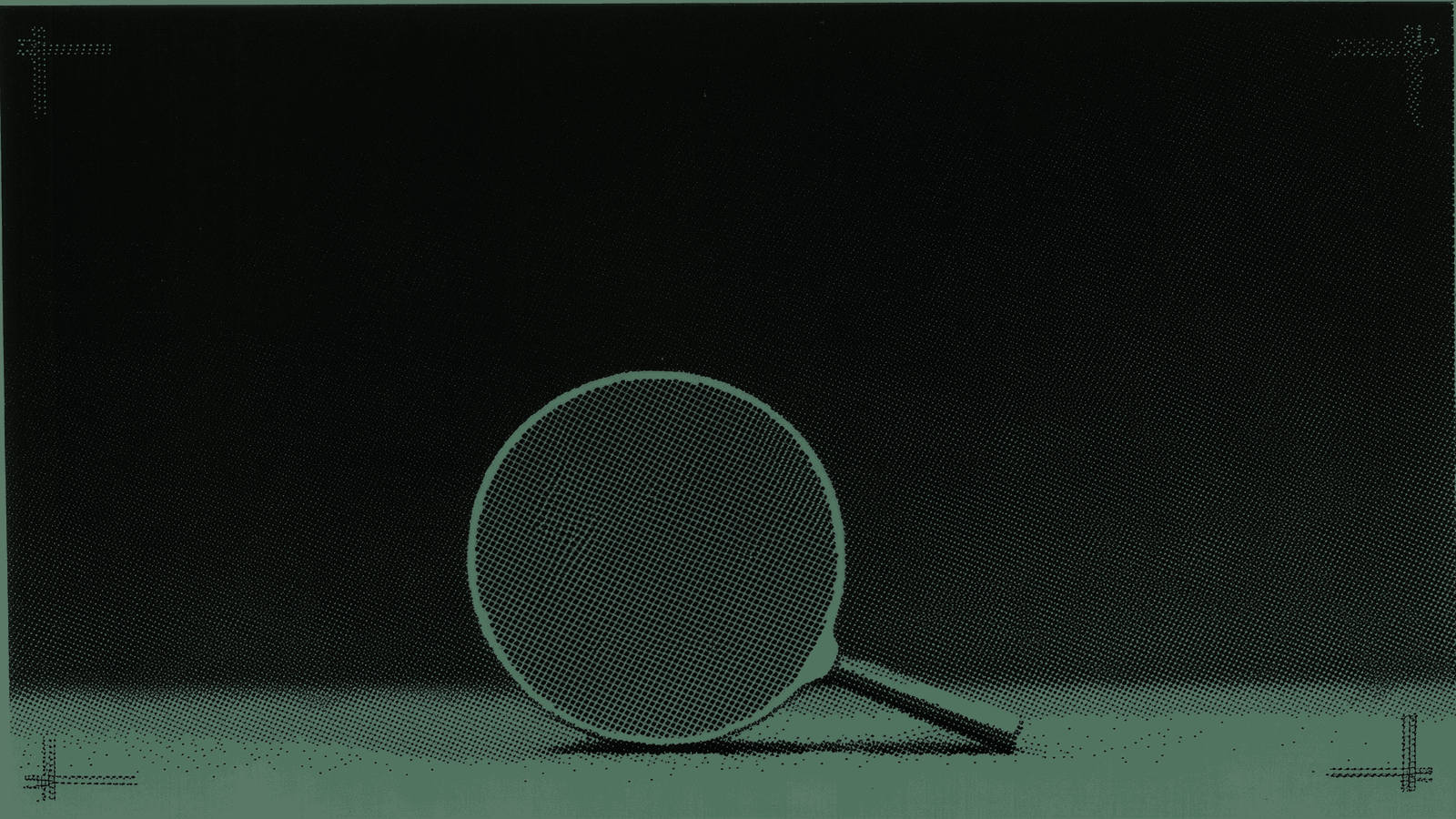A plain magnifying glass lying flat on an empty surface
