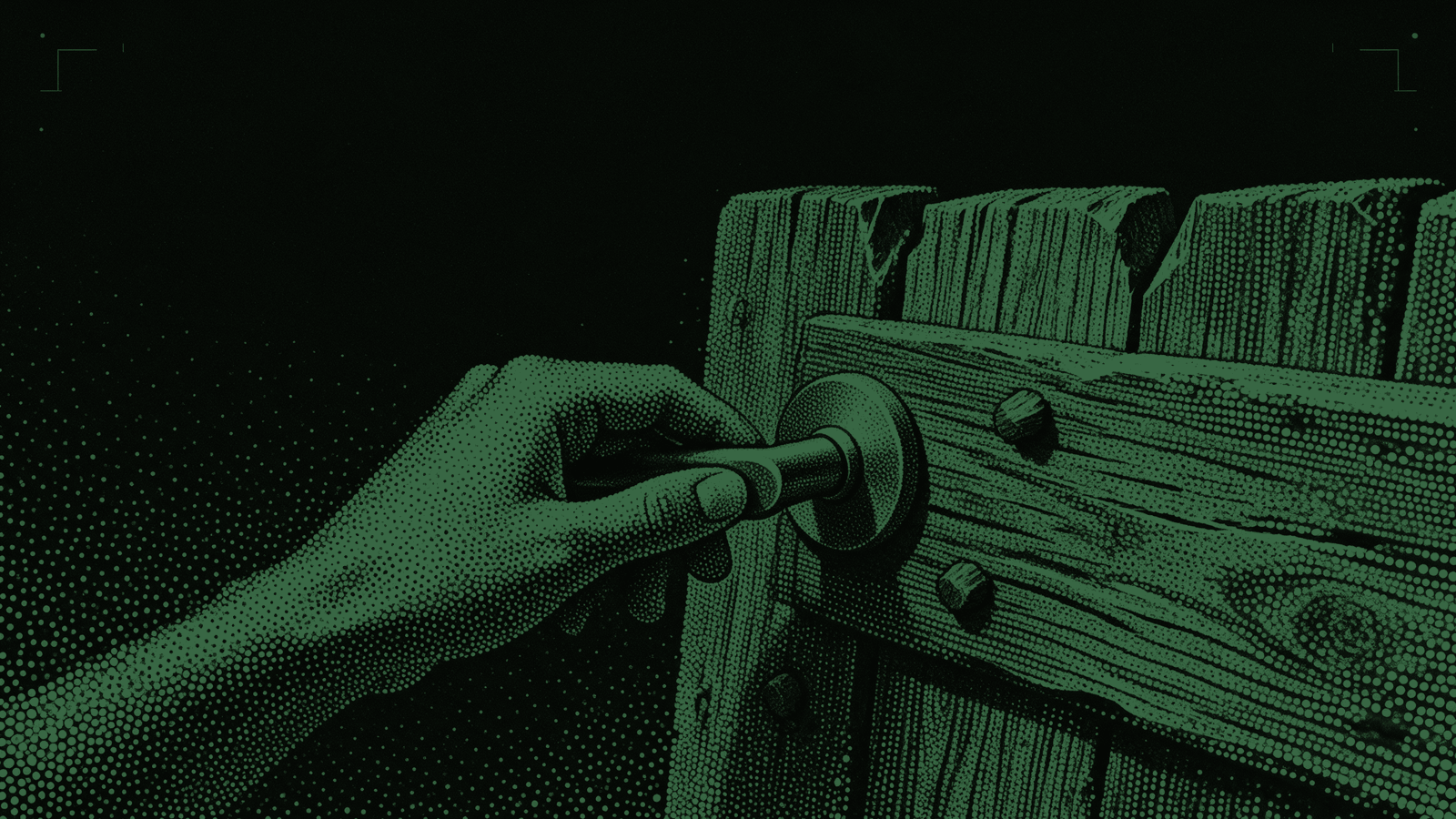 A hand fitting a plain, ordinary handle onto a door that was clearly built by hand