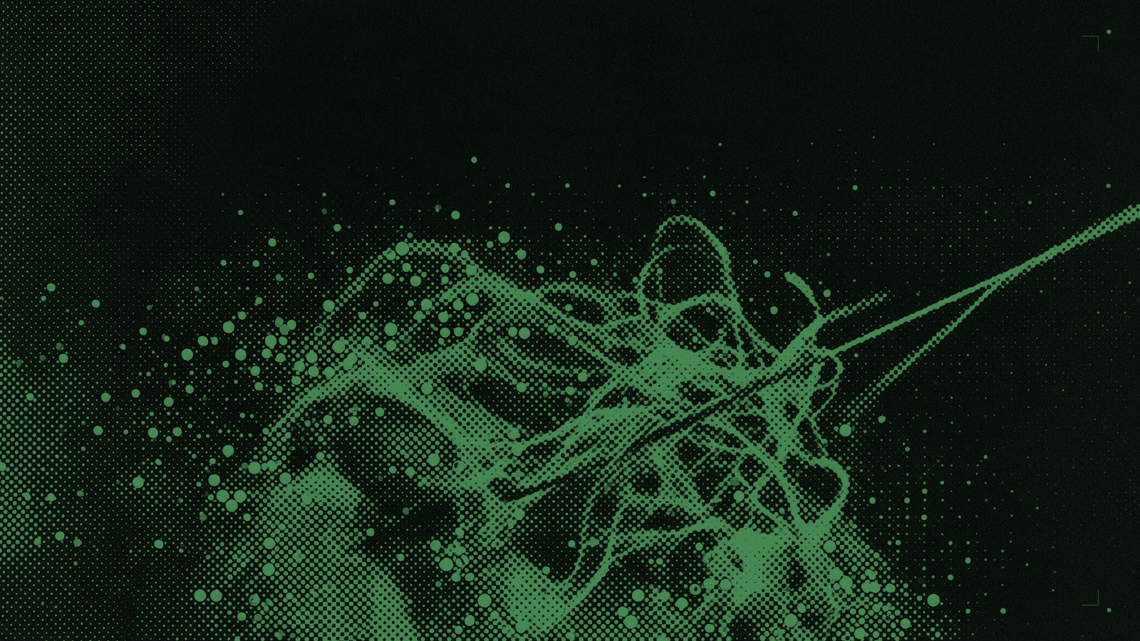 A single taut wire pulled straight through a tangle of slack threads