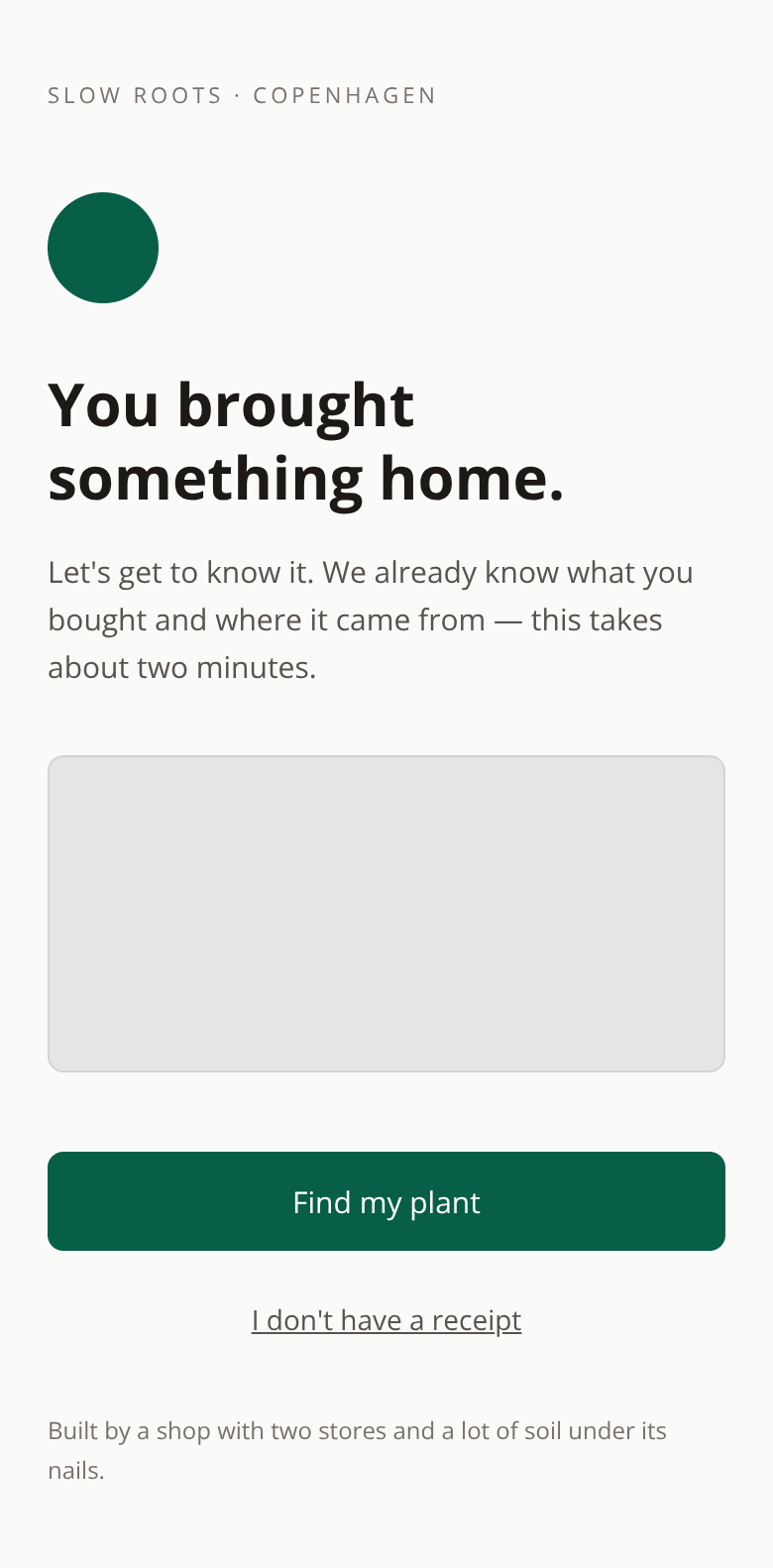 Before: Plant & Botanical Shop onboarding — welcome from the shop