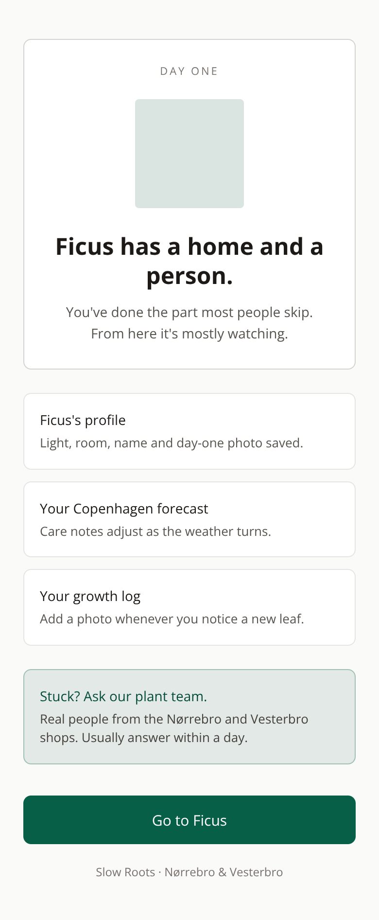 Before: Plant & Botanical Shop onboarding — you're a plant parent