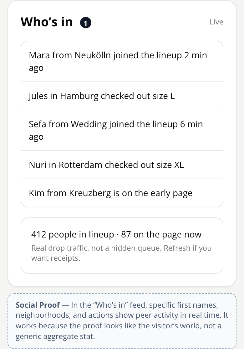 Before: Sustainable Streetwear Brand drop page — who's in