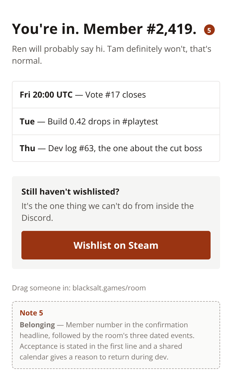 Before: Indie Game Studio signup flow — you are in