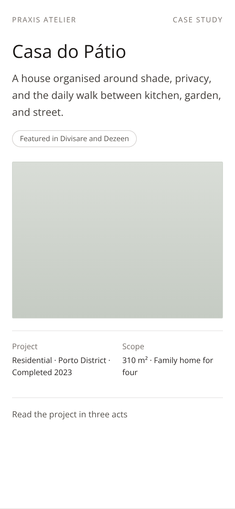 Before: Independent Architecture Firm project page — project intro