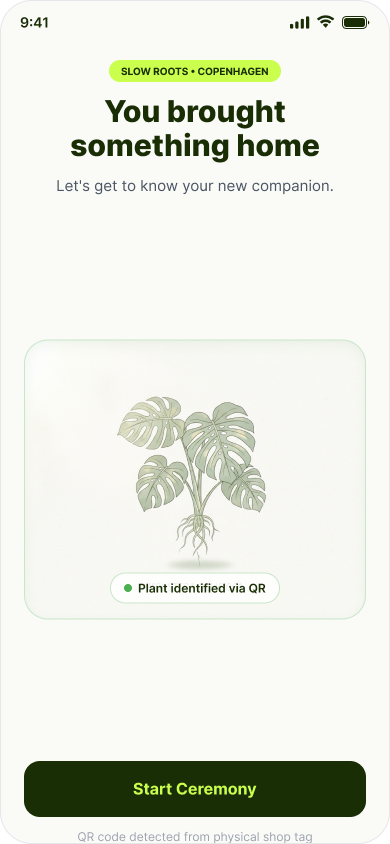 Plant & Botanical Shop — onboarding — 02 QR Scan Welcome