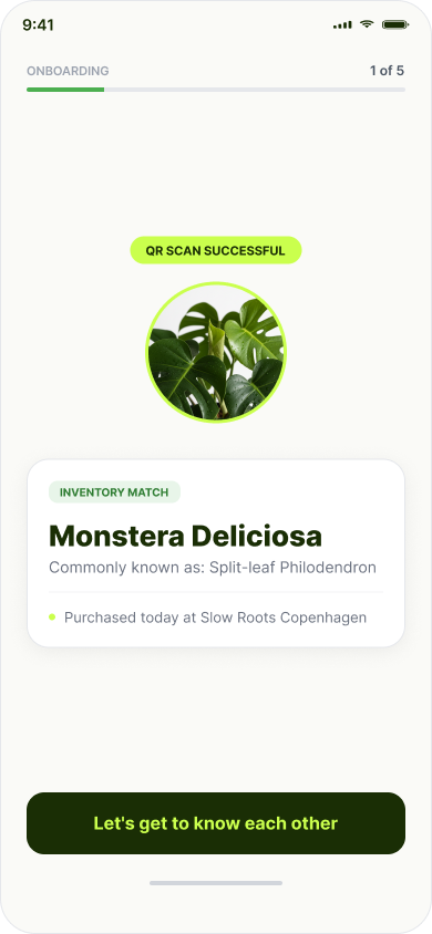 Plant & Botanical Shop — onboarding — 03 QR Connected