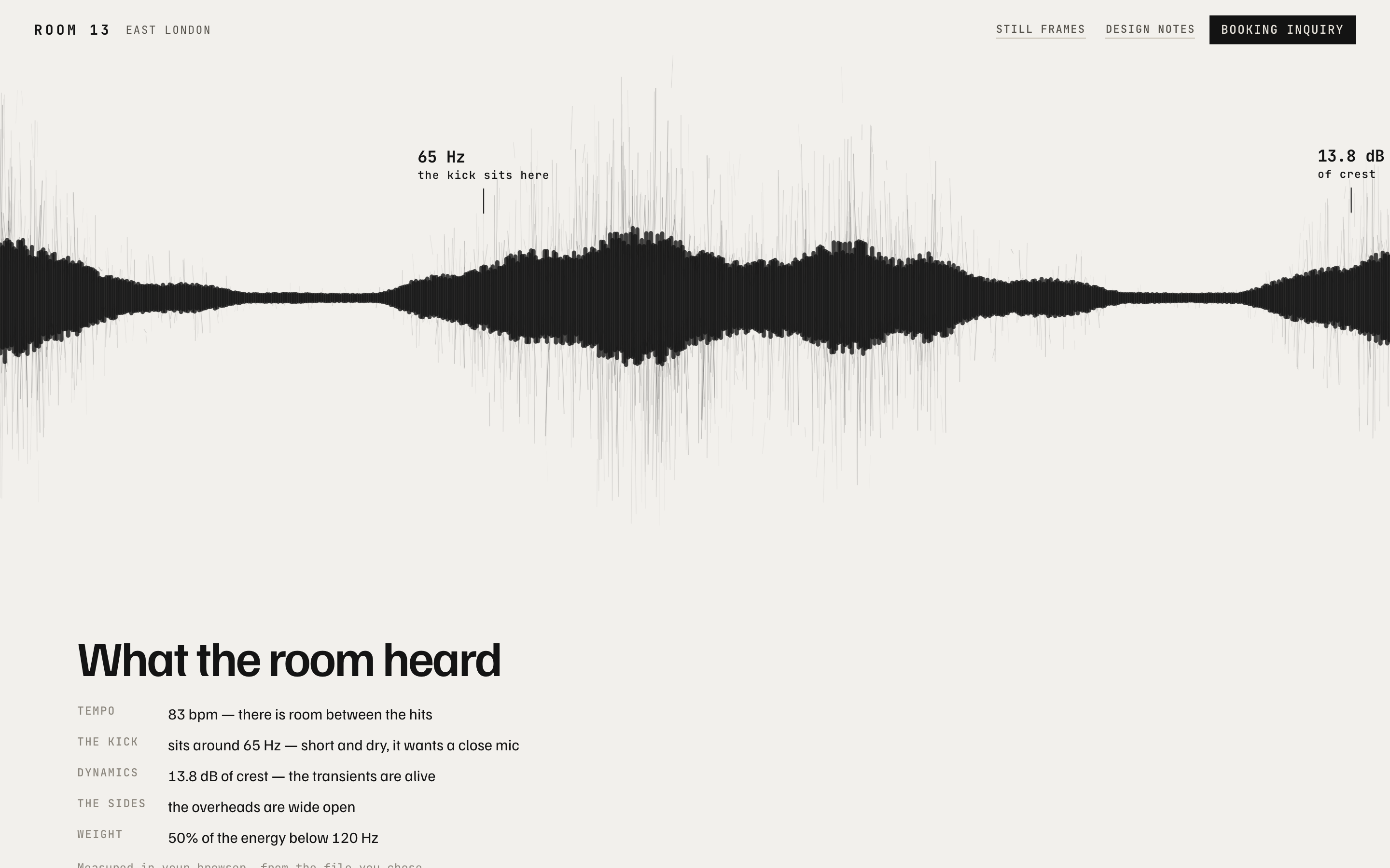 Boutique Recording Studio — booking page