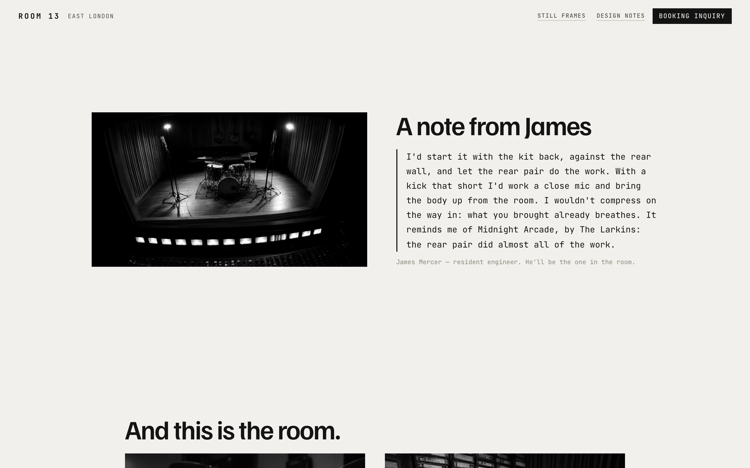 Boutique Recording Studio — booking page